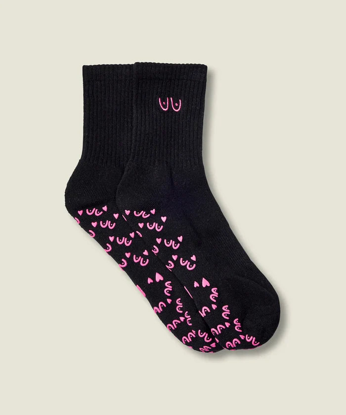 [MoveActive] Crew Non Slip Grip Socks - Power in Pairs Black