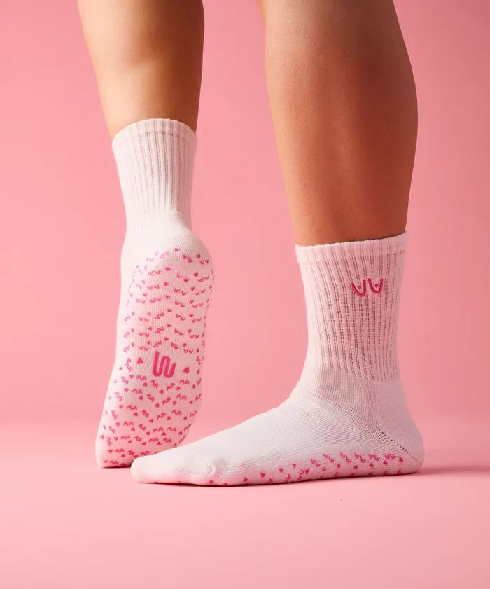 [MoveActive] Crew Non Slip Grip Socks - Power in Pairs Ivory