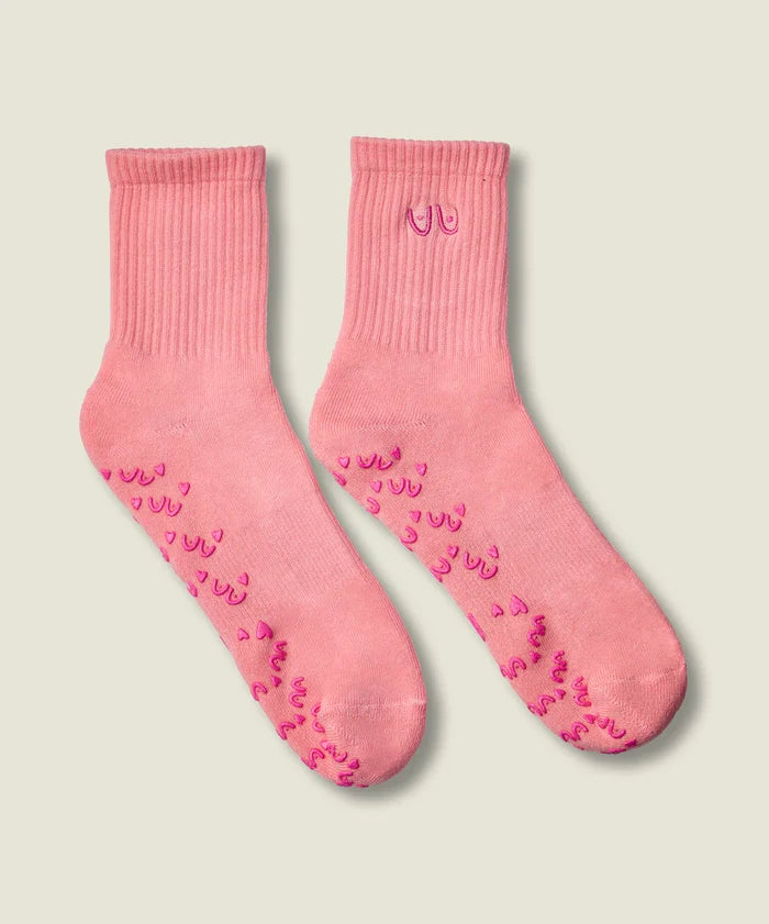 [MoveActive] Crew Non Slip Grip Socks - Power in Pairs Pink