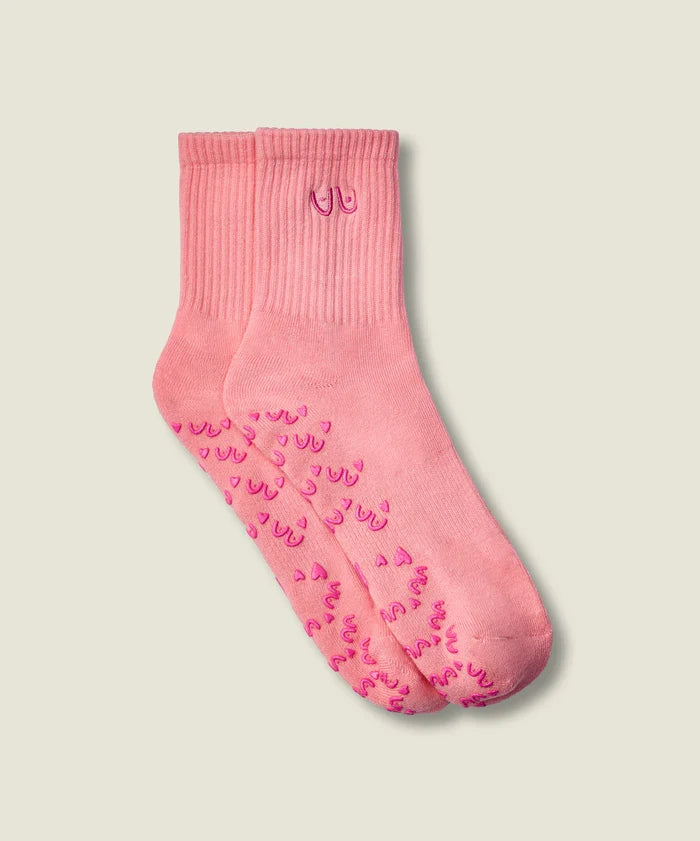 [MoveActive] Crew Non Slip Grip Socks - Power in Pairs Pink