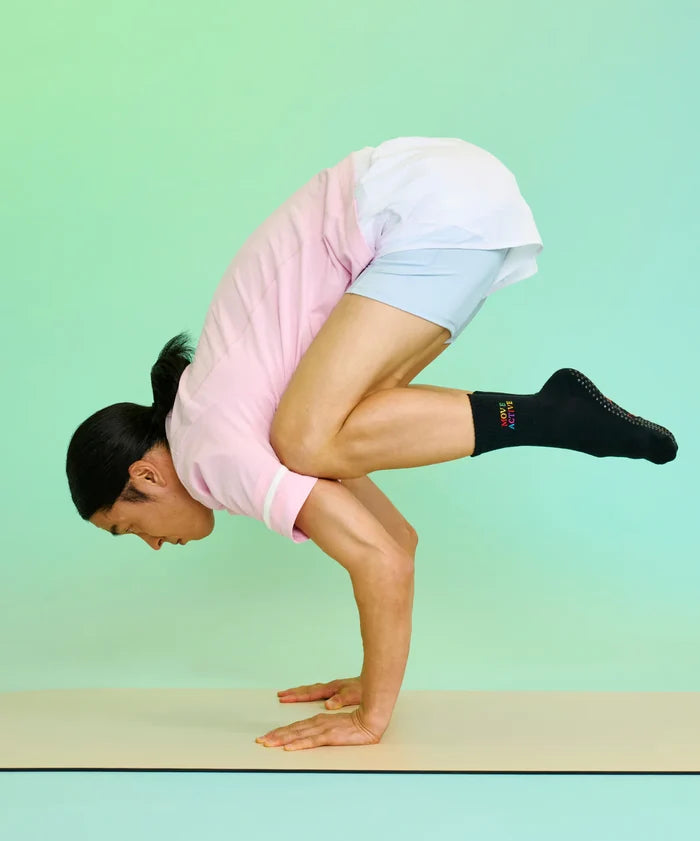 [MoveActive] Crew Non Slip Grip Socks - Signature Rainbow Black