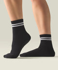 [MoveActive] Crew Non Slip Grip Socks - Sporty Stripe Black