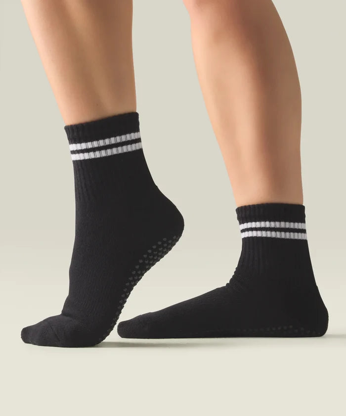 [MoveActive] Crew Non Slip Grip Socks - Sporty Stripe Black