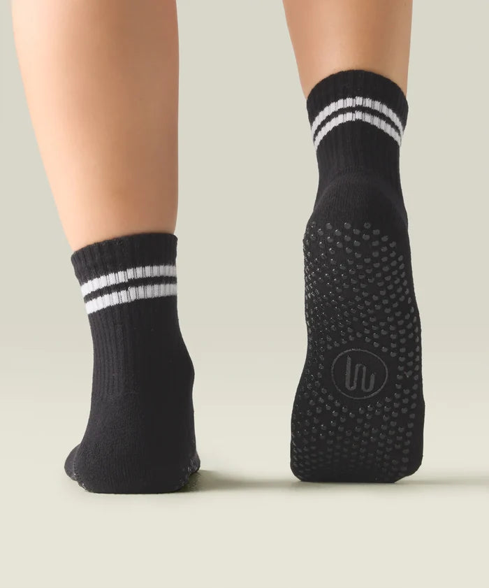 [MoveActive] Crew Non Slip Grip Socks - Sporty Stripe Black