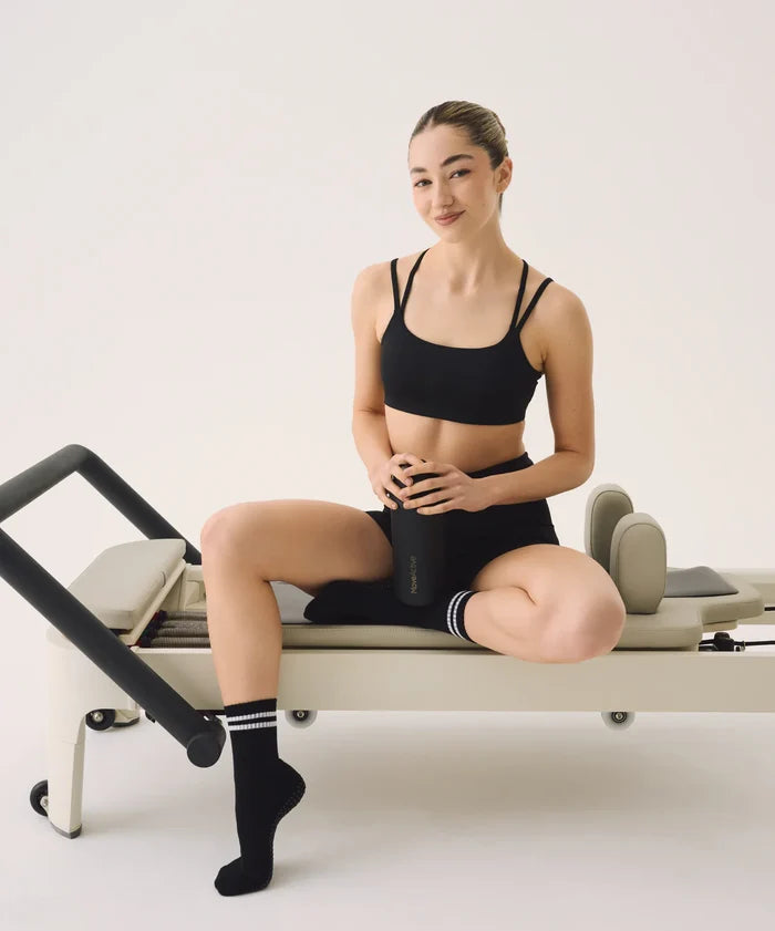 [MoveActive] Crew Non Slip Grip Socks - Sporty Stripe Black