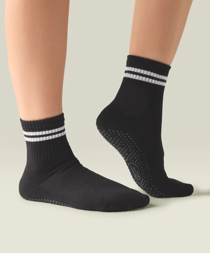 [MoveActive] Crew Non Slip Grip Socks - Sporty Stripe Black