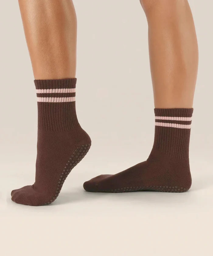 [MoveActive] Crew Non Slip Grip Socks - Sporty Stripe Espresso