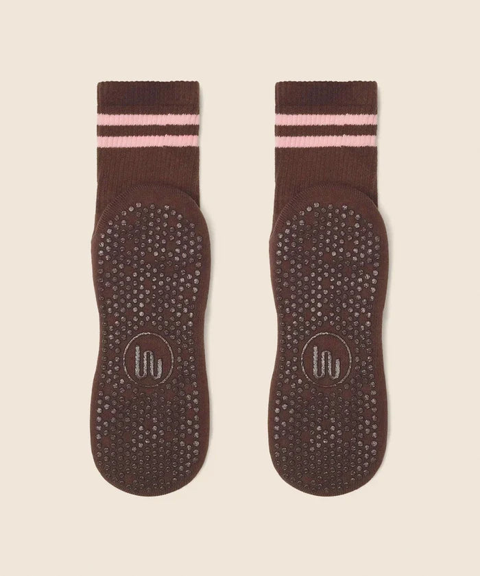 [MoveActive] Crew Non Slip Grip Socks - Sporty Stripe Espresso