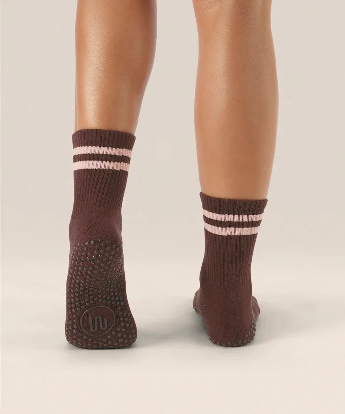 [MoveActive] Crew Non Slip Grip Socks - Sporty Stripe Espresso