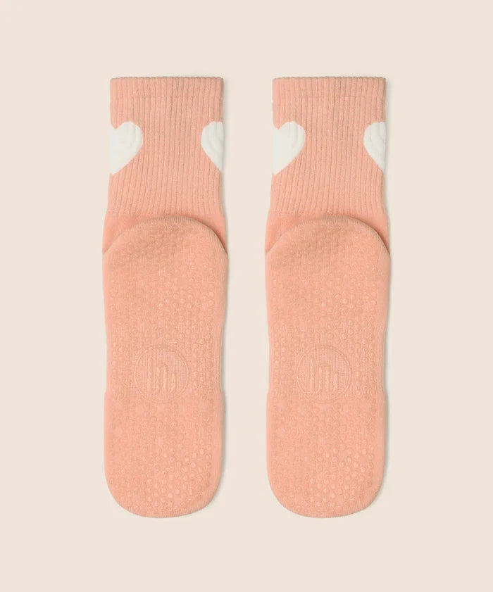 [MoveActive] Crew Non Slip Grip Socks - Strawberry Heart