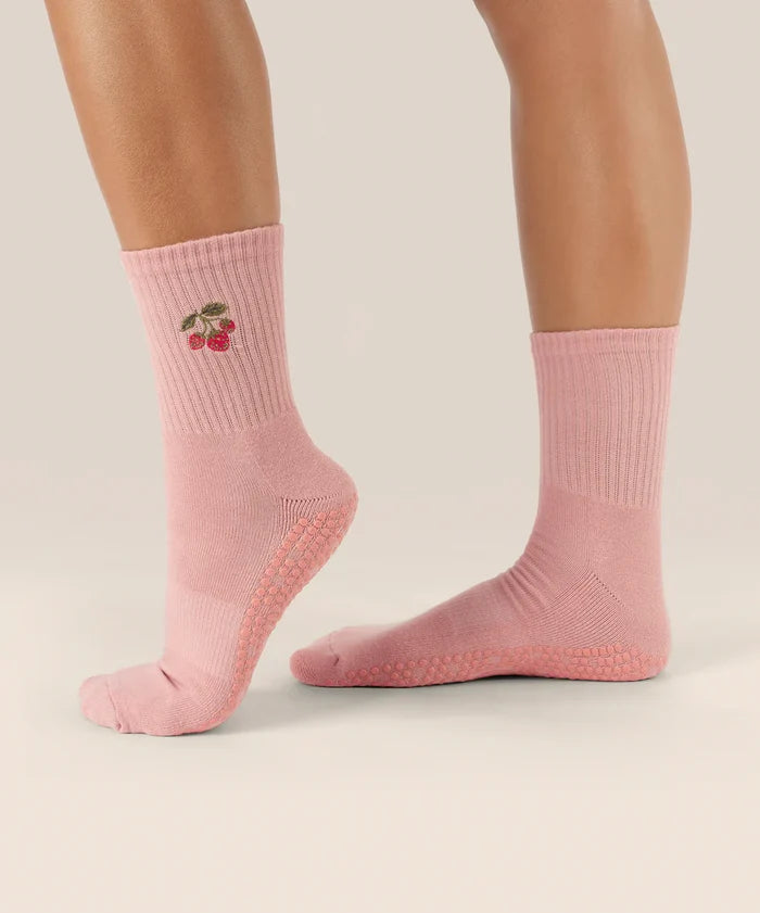[MoveActive] Crew Non Slip Grip Socks - Strawberry Patch