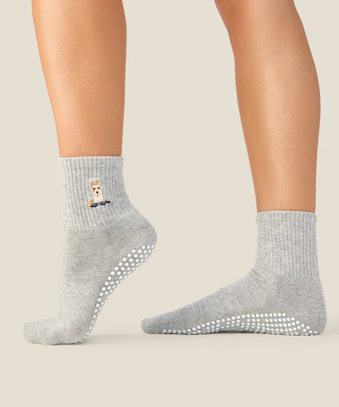 [MoveActive] Crew Non Slip Grip Socks - Terrier Grey Marle