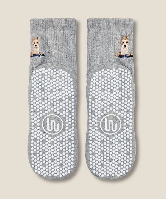 [MoveActive] Crew Non Slip Grip Socks - Terrier Grey Marle