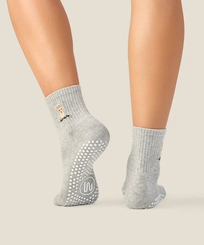 [MoveActive] Crew Non Slip Grip Socks - Terrier Grey Marle