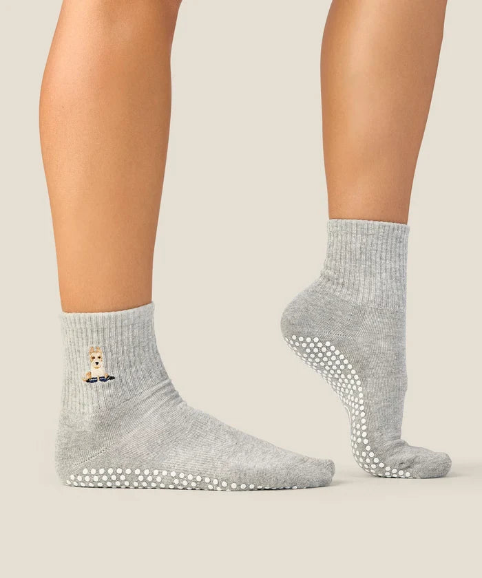 [MoveActive] Crew Non Slip Grip Socks - Terrier Grey Marle