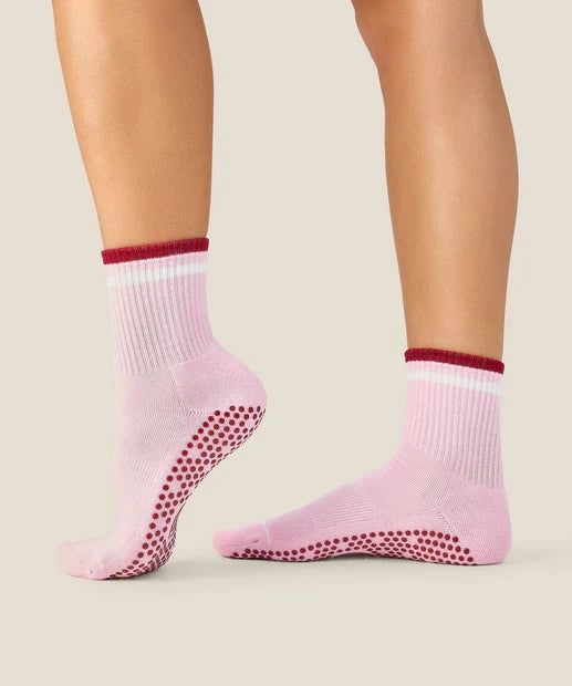[MoveActive] Crew Non Slip Grip Socks - Track Pink