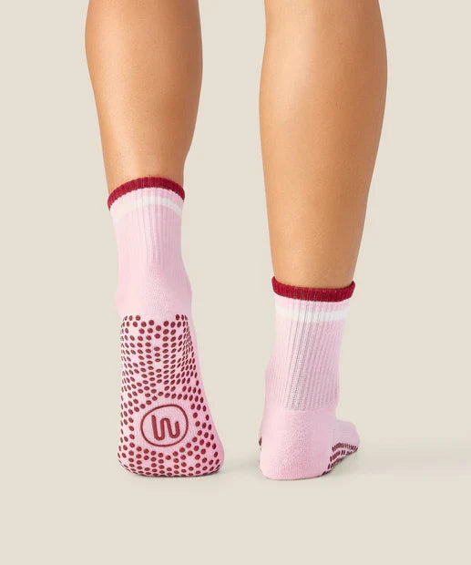 [MoveActive] Crew Non Slip Grip Socks - Track Pink