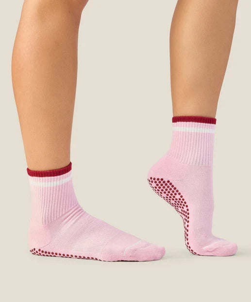 [MoveActive] Crew Non Slip Grip Socks - Track Pink