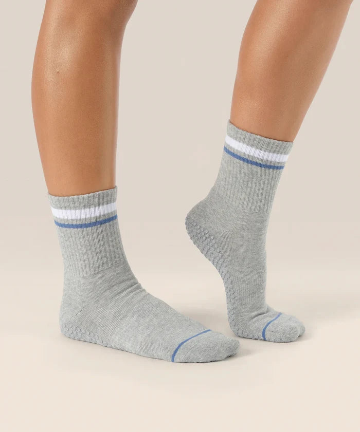 [MoveActive] Crew Non Slip Grip Socks - Varsity Stripe Marle