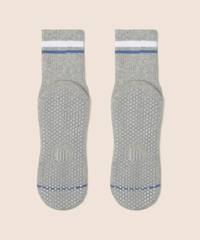 [MoveActive] Crew Non Slip Grip Socks - Varsity Stripe Marle