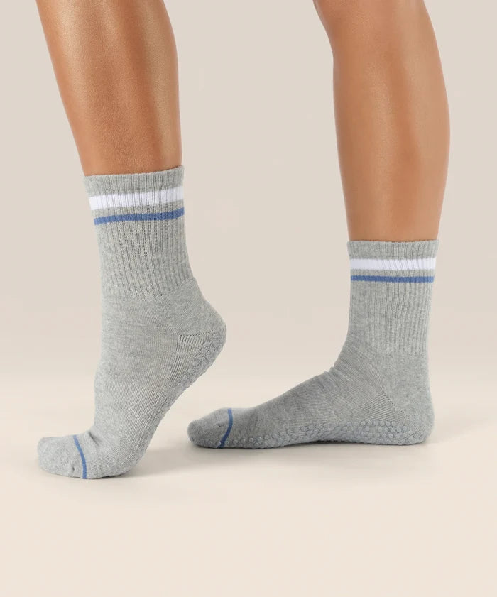 [MoveActive] Crew Non Slip Grip Socks - Varsity Stripe Marle
