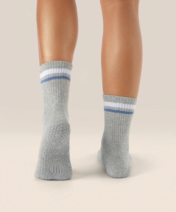 [MoveActive] Crew Non Slip Grip Socks - Varsity Stripe Marle
