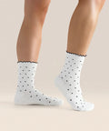 [MoveActive] Crew Non Slip Grip Socks - White Polka Ruffle