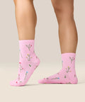 [MoveActive] Crew Non Slip Grip Socks - Wildflower Pink