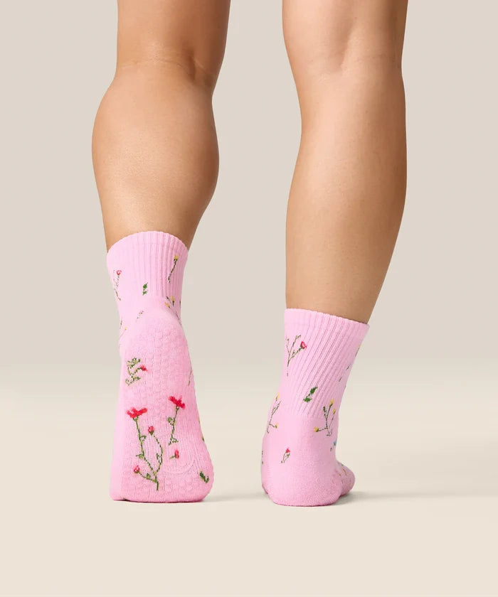 [MoveActive] Crew Non Slip Grip Socks - Wildflower Pink