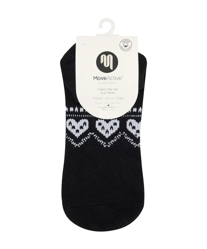 [MoveActive] Low Rise Ankle Grip Socks - Alpine Heart Midnight