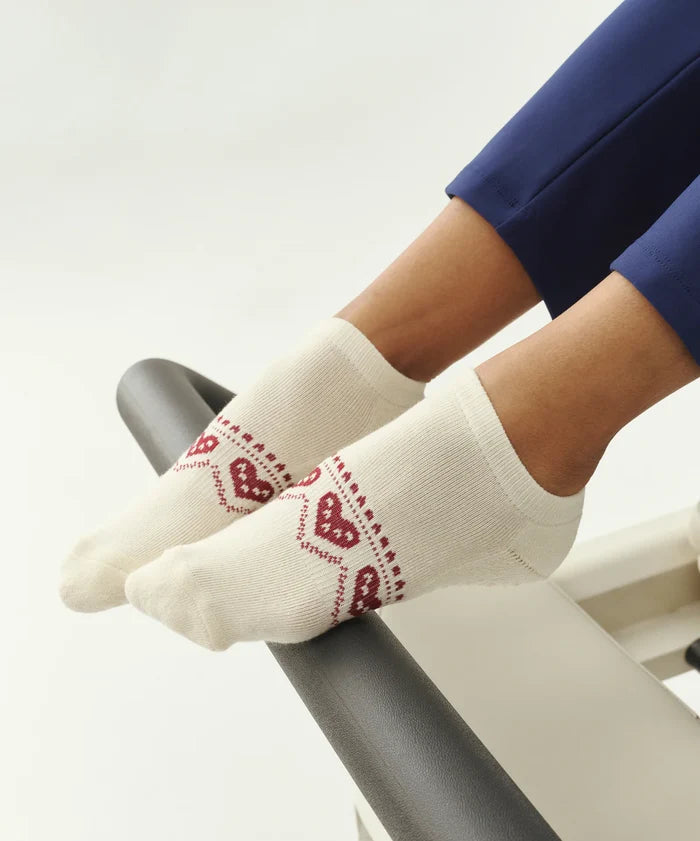 [MoveActive] Low Rise Ankle Grip Socks - Alpine Heart Oat