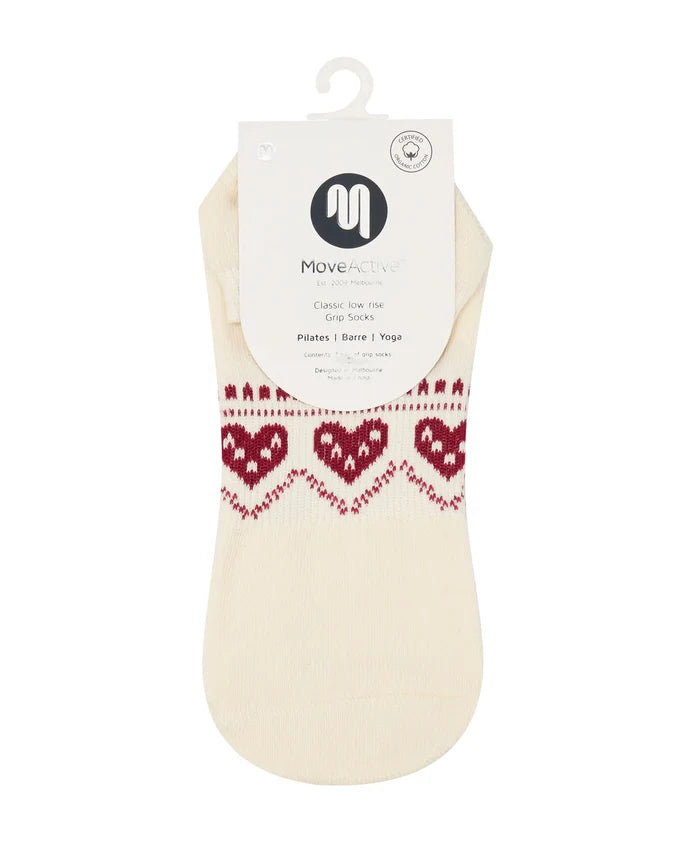 [MoveActive] Low Rise Ankle Grip Socks - Alpine Heart Oat