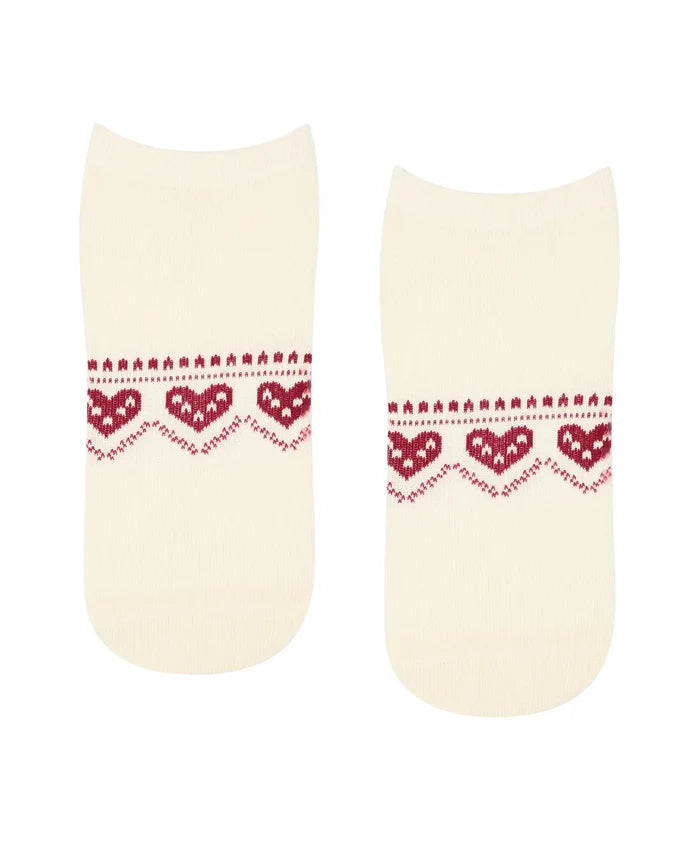 [MoveActive] Low Rise Ankle Grip Socks - Alpine Heart Oat