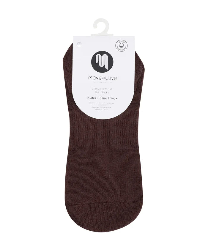 [MoveActive] Low Rise Ankle Grip Socks - Espresso