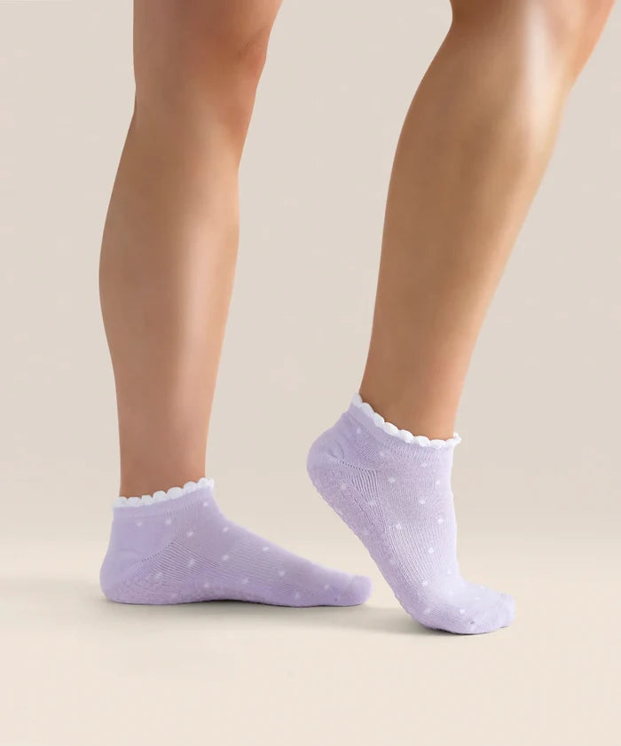 [MoveActive] Low Rise Ankle Grip Socks - Lavender Spots
