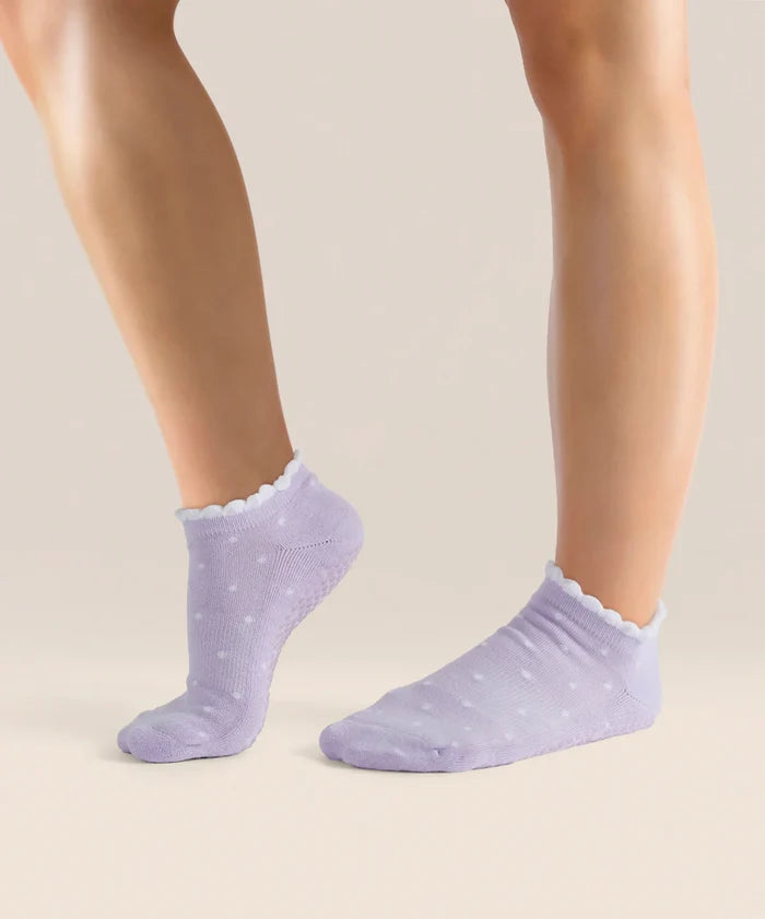 [MoveActive] Low Rise Ankle Grip Socks - Lavender Spots