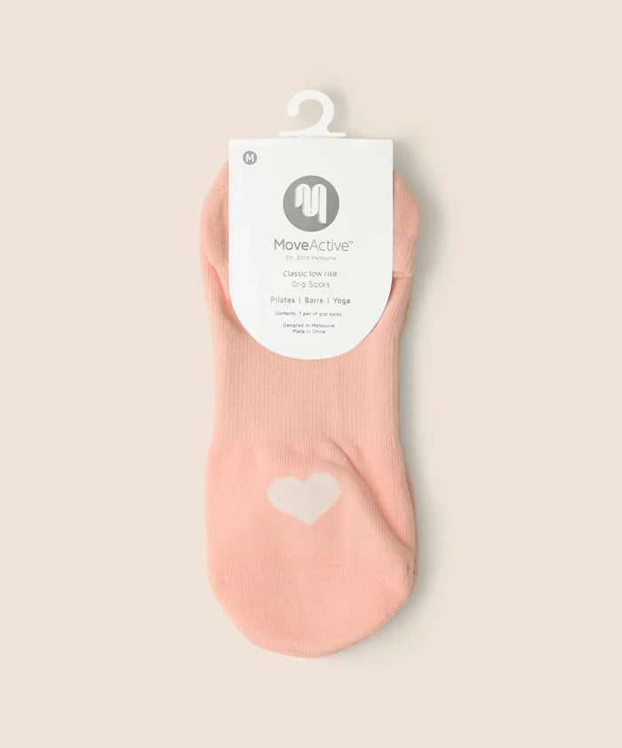 [MoveActive] Low Rise Ankle Grip Socks - Strawberry Heart