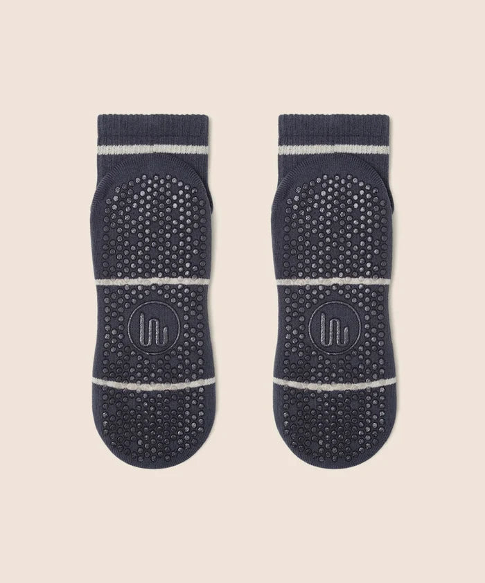 [MoveActive] Quarter Crew Non Slip Grip Socks - Baseline Navy