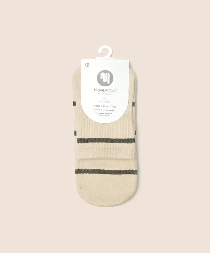 [MoveActive] Quarter Crew Non Slip Grip Socks - Baseline Oat