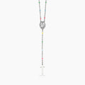 Collana multicolor con Madonnina e pendente croce