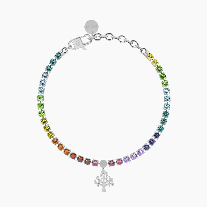 Bracciale tennis multicolor con albero della vita