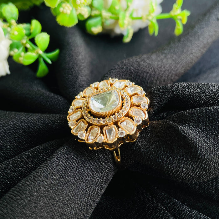 Nayaab Alima Polki Ring adjustable