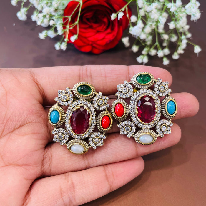 Nayaab Aliza Navratan Studs