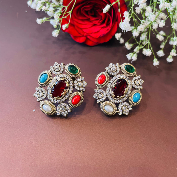 Nayaab Aliza Navratan Studs