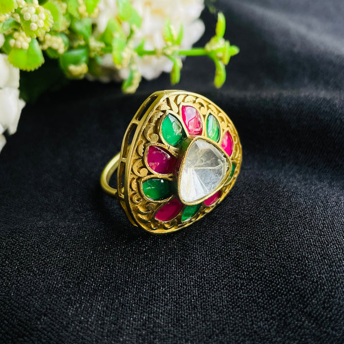 Nayaab Anika Polki Ring adjustable