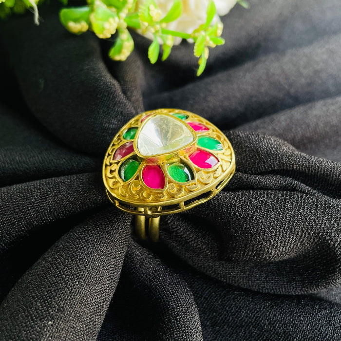 Nayaab Anika Polki Ring adjustable