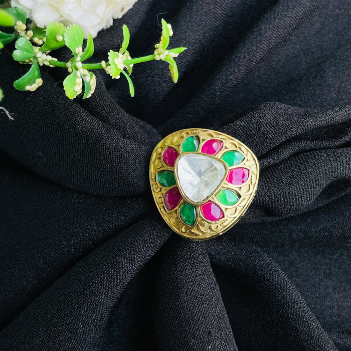 Nayaab Anika Polki Ring adjustable