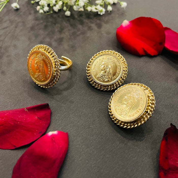 Nayaab kiara studs with ring combo