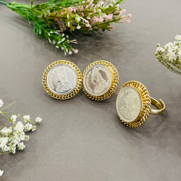 Nayaab kiara studs with ring combo