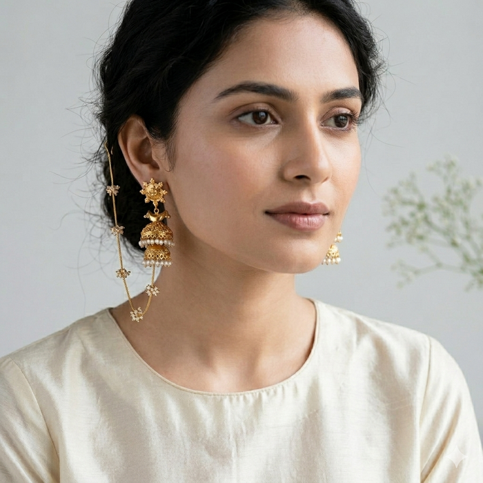 Nayaab Vedika gold jhumki
